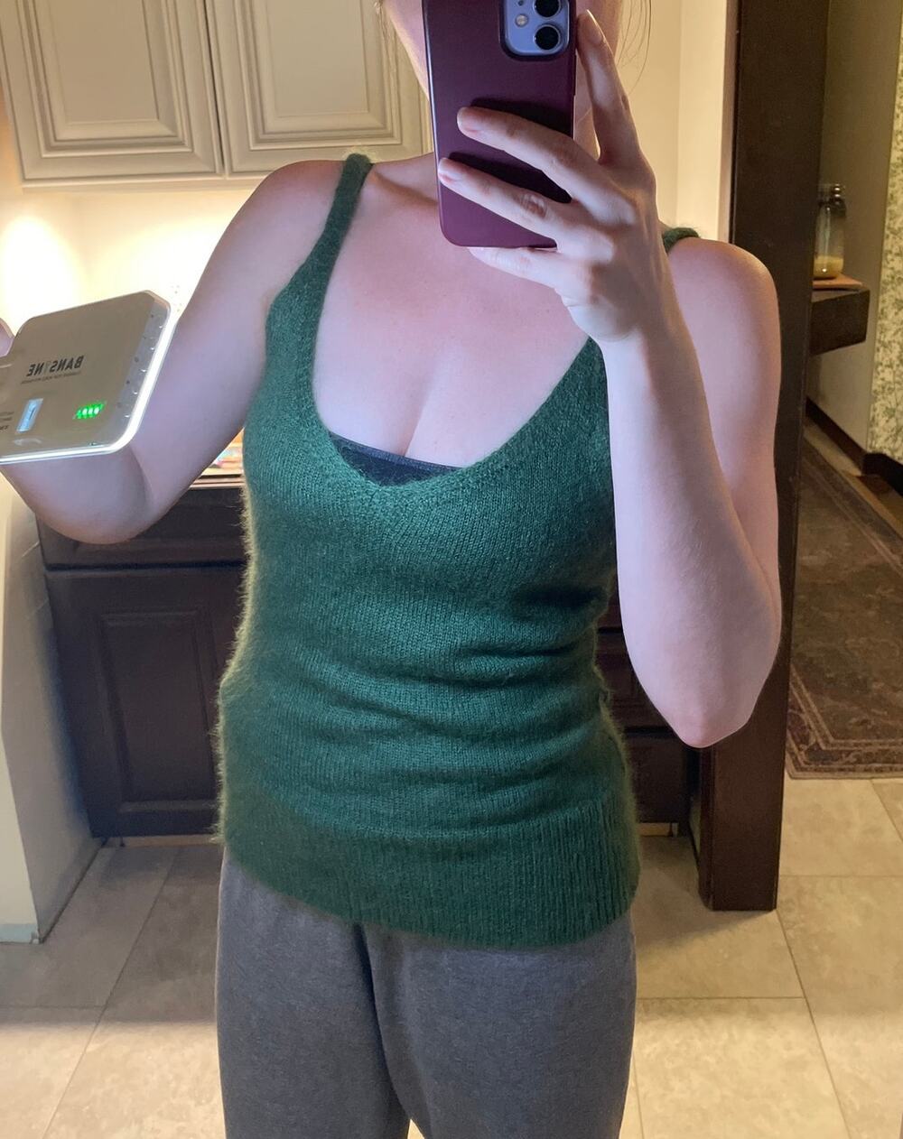 Vintage 2000s Mohair Wool Tank Top Banana Republic Green Sz M Layering Holidays
